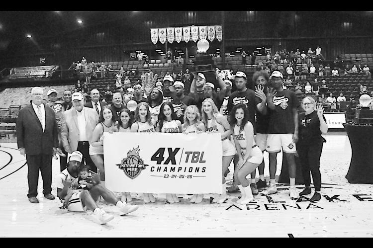 The Potawatomi Fire Basketball team won their fourth straight TBL Championship Friday night 125-110 over the Tri-City Tide. Staff Photo by Bill Anderson