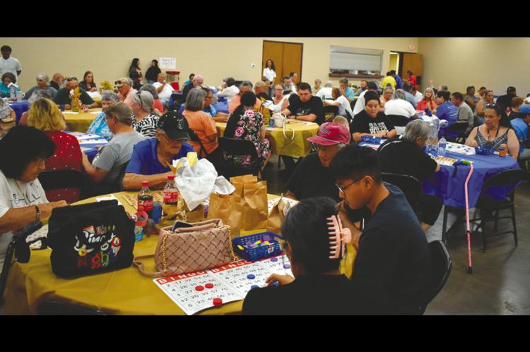 The Wewoka Civic Center was packed Thursday evening for a bingo night sponsored by the Wewoka Rotary Club as a benefit for the Wewoka Senior Citizens Center. The event also featured a potato bar and prizes, including gift certificates and gift cards. —Staff Photo by Andy Wilson