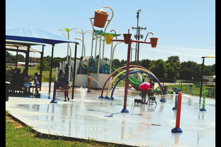 Pictured is the Splashpad located in the Seminole Municipal Park. The water attraction was struck by vandalism early some time Thursday morning, but city crews rallied to get it back open quickly. The splashpad was already scheduled to be closed all day Saturday, July 4 so the fireworks display could be set up. (Staff photo by Andy Wilson)