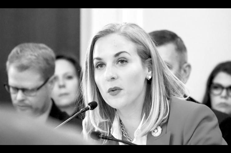 Oklahoma Department of Mental Health and Substance Abuse Services Commissioner Allie Friesen speaks at a meeting April 17, 2025, at the state Capitol in Oklahoma City with House lawmakers reviewing her agency’s finances. (Photo by Emma Murphy/Oklahoma V