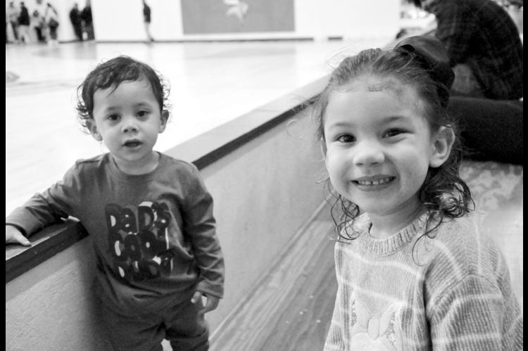 Devantae Olah Jr. and Nevaeh Olah, who were spectators at last Friday’s Sasakwa versus Butner basketball game, had their curiosity piqued by Producer Sports Editor Bill Anderson’s camera. They wanted to know how the equipment worked, so Bill gave them