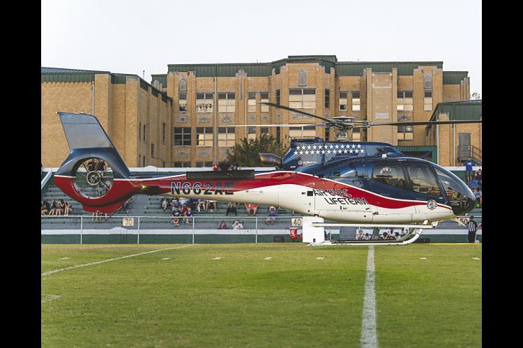 Medi-Flight Helicopter Delivered the Game Ball at Last Week’s Chieftain Game