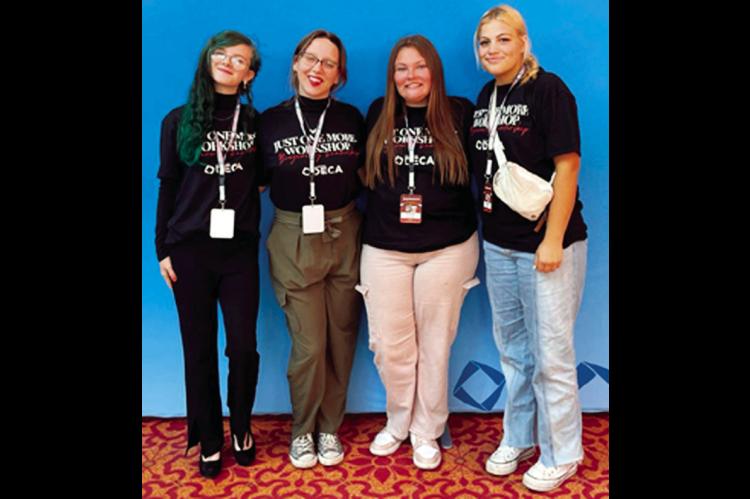 Four Maud High School students, (left to right) Avallonis Glave, Victoria Cordray, Raeyleigh Gensman andAbbigayle Bull recently competed in a state level DECA event, where they earned the opportunity to attend a national DECA event in Florida later this m