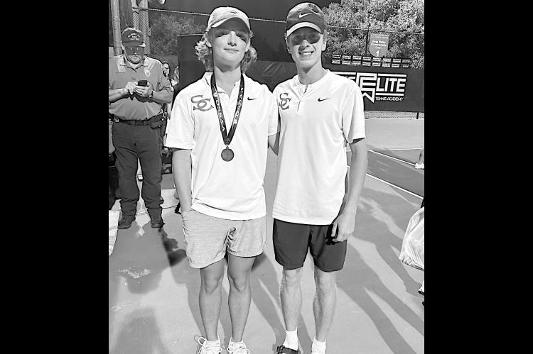 Seminole Chieftains Greyson Snyder (left) and Easton Atiya (right) pose after competing at the State Tennis Championships. Courtesy Photo