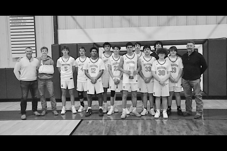 The New Lima Falcons won the Consolation Championship at Bowlegs Saturday. The New Lima Falcons beat Graham-Dustin 80-45. Staff Photo by Bill Anderson