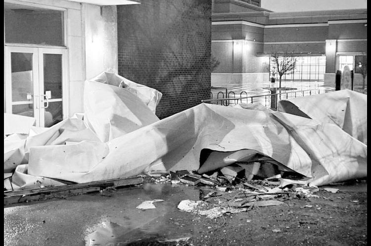 Above, a photo of East Central University’s Horace Mann Building shows damage and debris in the wake of tornado that hit Ada earlier this week. ECU will remain closed until Monday, according to a press release from the university. —ECU Photo