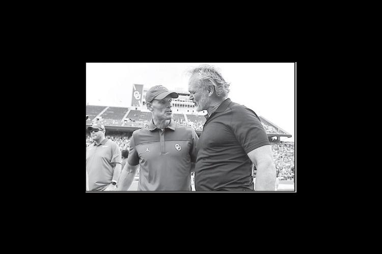 Oklahoma Head Coach Brent Venables and Brian Bosworth