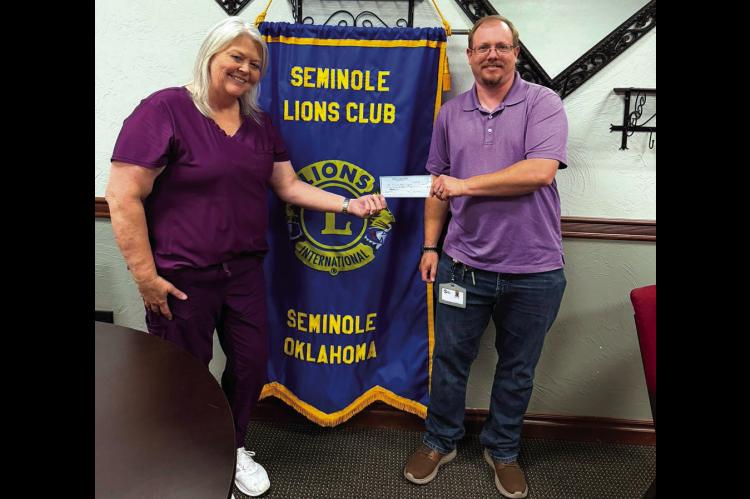 Callie Giles, Seminole Public School educator, food pantry coordinator and the person responsible for the district food insecurity program, spoke to the Seminole Lions Club on Tuesday. Following her presentation, the Club voted to donate $500 to support h