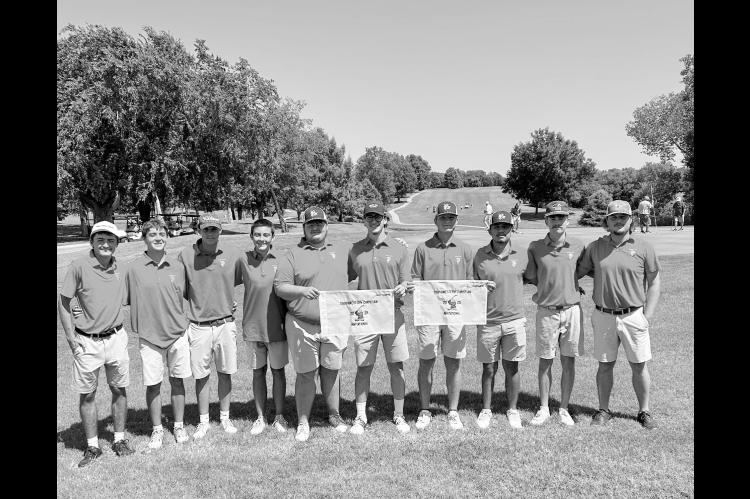 The Seminole State College men’s golf team opened its fall season with a first-place finish at the Southwestern Christian Invitational. Pictured (left to right): Colt Moore of Haskell, Texas, Eli Coleman of Choctaw, Joseph Williams of Sutton Coldfield, 