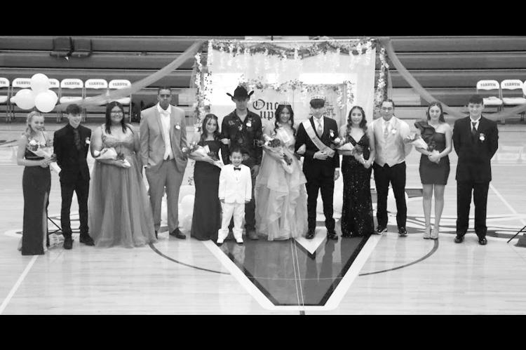 Pictured l-r is Varnum’s 2024 homecoming court: Skyler Yott, Daison Hadley, Mvhayv Salceda, Jon Madkins, Meagan Wildcat, C.J. Bernard, Queen Katherine Morgan, King Adrian Vigil, Maddie Schatz and Jett French. Front: Prince Demarcus Wildcat. Not pictured