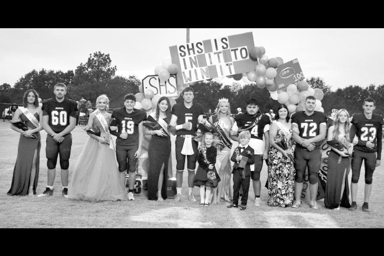 Strother High School’s 2025 Homecoming Court was revealed ahead of the Yellowjackets’ game against Cyril. Pictured l-r: Casey Wade, Luke Worthington, Halle Quisenberry, Connor Kaase, Adrienne Hagy, Mylam DeFries, Queen Emilie Echelle, King Braydon Tur
