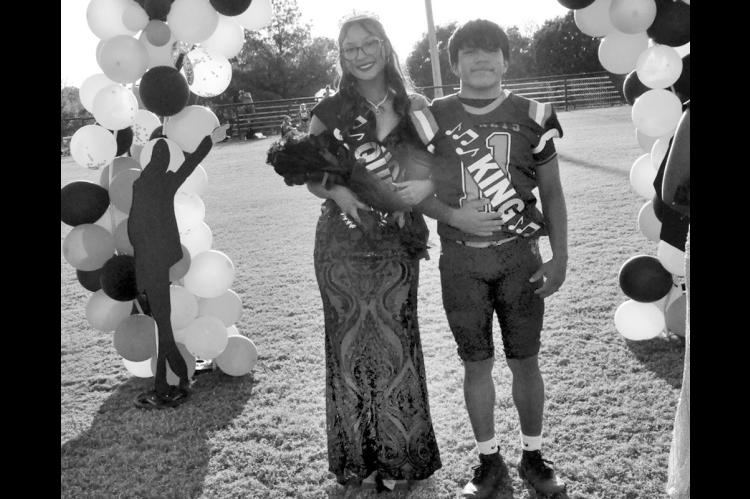 Kyleigh Sweet and Dorian Morales were crowned Strother High School’s 2026 Homecoming Queen and King Friday night. The Strother Yellowjackets celebrated homecoming with a shutout over Maud. —Staff Photo by Bill Anderson