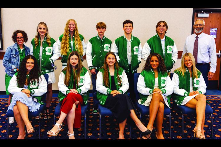 Ten Seminole High School seniors were honored for their academic accomplishments during the Seminole Chamber of Commerce forum meeting Thursday, Oct. 9 with the presentation of academic letter jackets. This year’s recipients (seated, left to right) are: