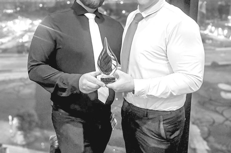 SSC Web and Multimedia Coordinator Brooks Nickell (left) and SSC Director of Communications Josh Hutton (right) won Best of Show at the 2025 Oklahoma College Public Relations Association Annual Conference on July 14 at the Hard Rock Casino and Hotel in Ca