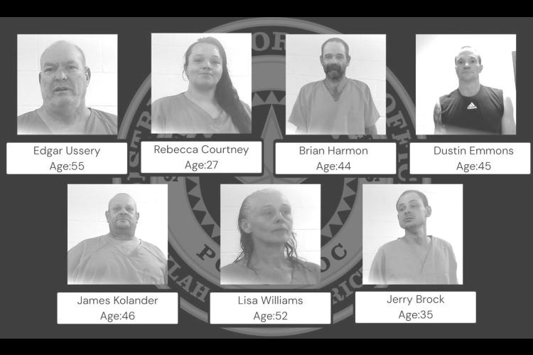Pictured are the seven suspects arrested as a result of a multi-agency narcotics investigation spearheaded by the District 22 Drug and Violent Crime Task Force. Those arrested are accused of distributing methamphetamine in Seminole County. Anyone with information related to this investigation or knowledge of illegal drug activity is urged to contact authorities. (Image courtesy of District Attorney Erik Johnson’s office)