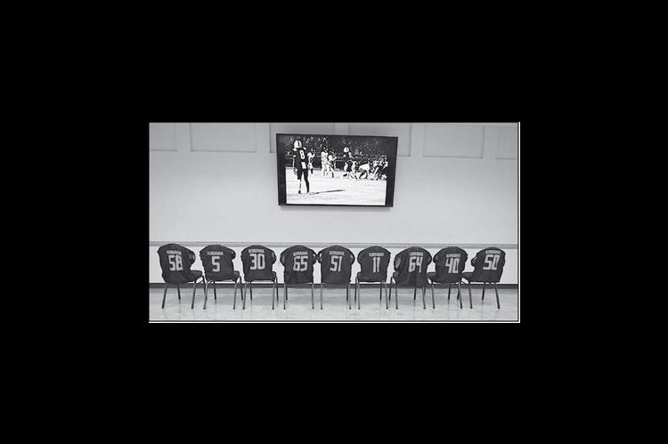 Pictured:Apictured was submitted of the Konawa football seniors’ jerseys that were recognized with All District honors. Courtesy Photo