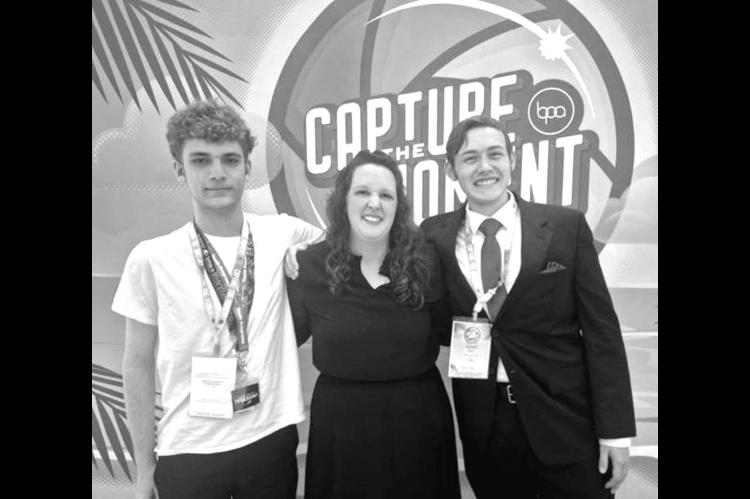 Seminole High School students Brody Foutz (left) and Joseph Mull, both members of the BPA chapter, attended the National Leadership Conference in Florida last week. Pictured with the students is Seminole BPA Advisor Briana Wymore. (Courtesy photo)