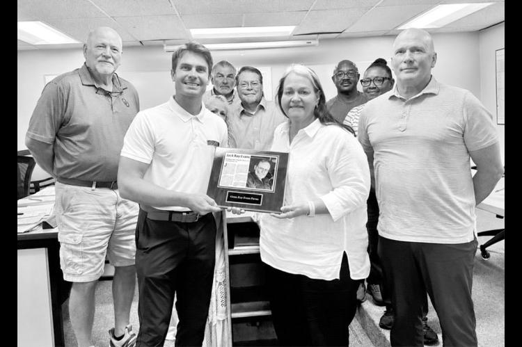 Pictured: Keith Kincade, Mayor of Wewoka; Jesse Grandstaff, Director, Glenn Kay Evans Farms; Tambra Byer, City Council Member; Barry Tucker, City Council Member; Richard Ellwanger, City Council member; Rebecca Stone, City Manager; Bryan Williams, City Council Member; Paula Edwards, City Council Member and Kerry Kincade, Director, Glenn Kay Evans Farms. (Staff photo by Kori Good)