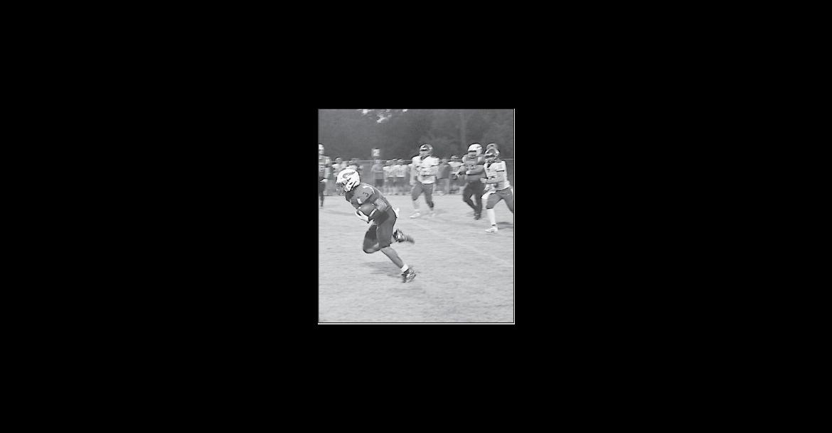 Sasakwa Viking Titus Collins breaks free for the rushing touchdown Friday night. Staff Photo by Bill Anderson