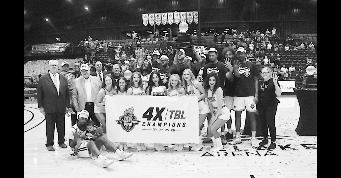 The Potawatomi Fire Basketball team won their fourth straight TBL Championship Friday night 125-110 over the Tri-City Tide. Staff Photo by Bill Anderson