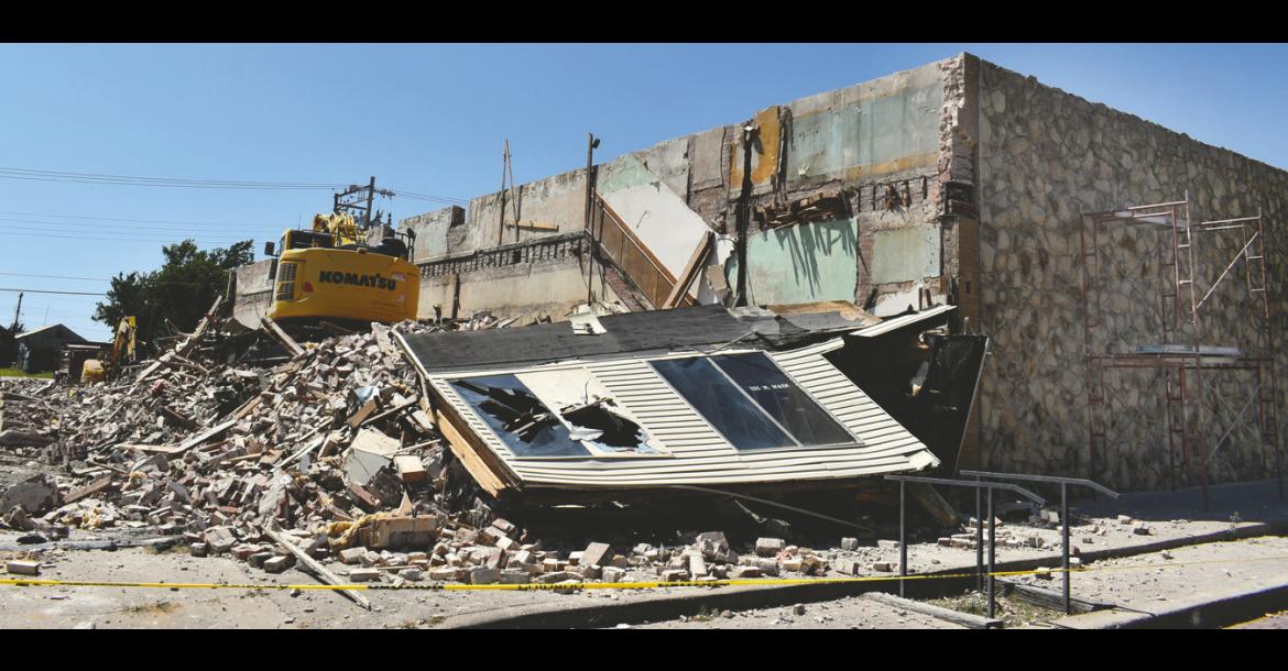 There is now a void in the south end of Main Street where the Seminole Producer’s business offices once stood. The historic building, built circa 1930, was heavily damaged in the May 2022 tornado and was completely demolished this past week. The Producer’s news and business office is currently located on Fourth Street in the former Bunch Clinic. —Staff photo by Andy Wilson