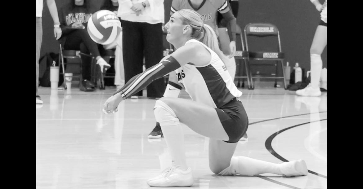Getting the Dig Seminole State Lady Trojan Malerie Hawk gets the dig for SSC Monday. Courtesy Photo by Glen Bryan