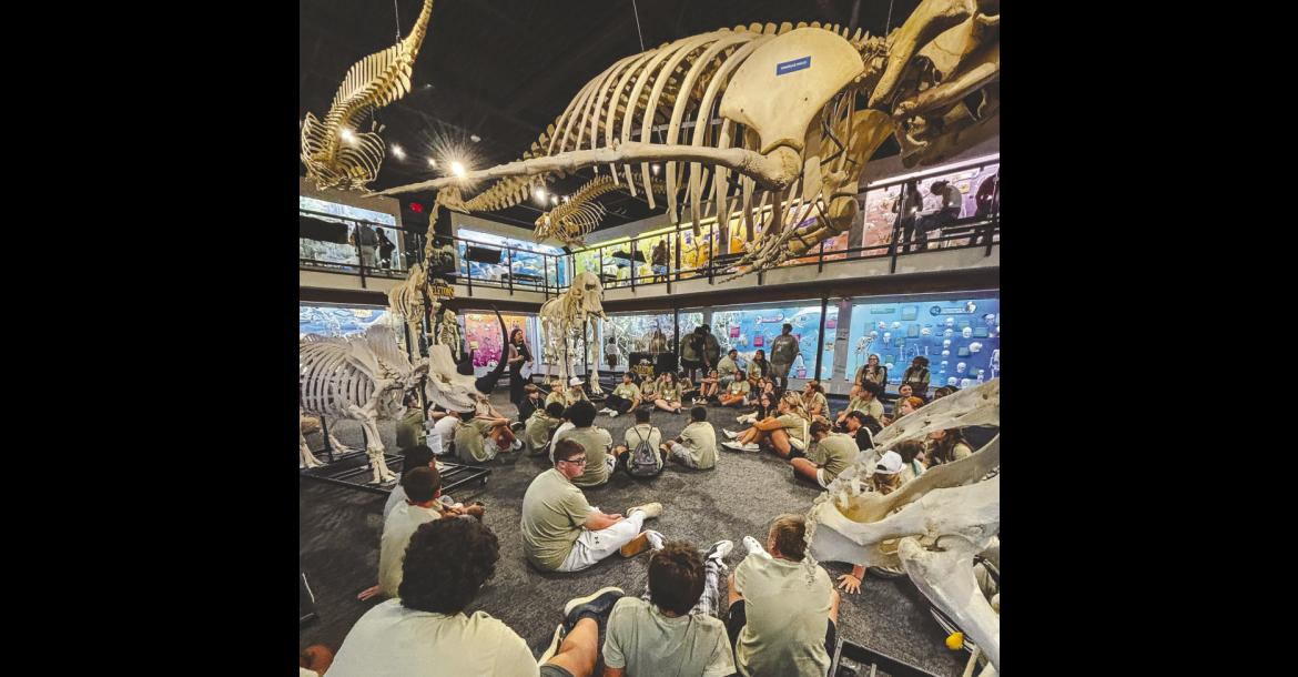 Seminole State College’s GEAR UP program hosted camps for more than 140 incoming students earlier this month, which included career exploration activities. Above, students listen to a presentation at the Museum of Osteology in Oklahoma City. —SSC photo