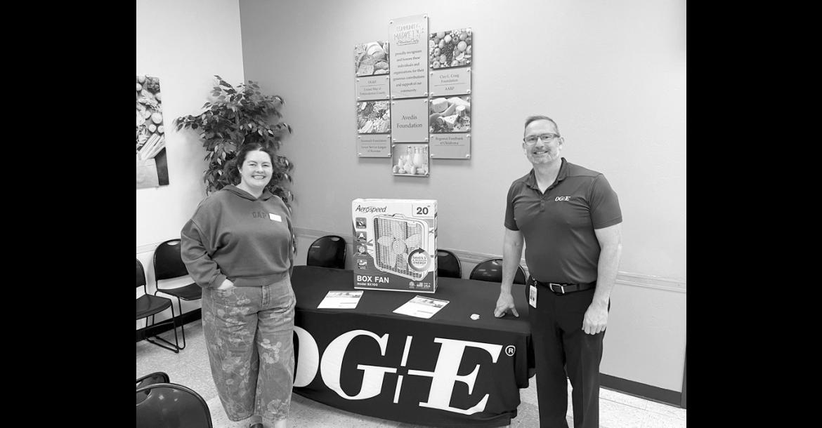 OG&E partnered with several nonprofits across the state, including Our Community Market of Pottawatomie County (pictured), to distribute 1,800 fans to families across the state to help them beat the heat this summer. —Photo courtesy of The Gooden Group