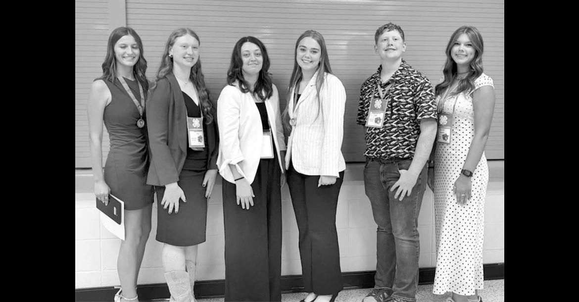 Pictured l-r are Seminole County 4-H members Ella Allen, Autumn Yott, Keigan Hinds, Landree Giles, Remington Yott and Emma Kenyon. The group had a strong showing at the 2026 Oklahoma 4-H Roundup held on the Oklahoma State University campus. They also participated in educational workshops throughout the event. (Courtesy photo)