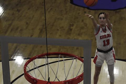 Konawa Lady Tiger Bridget Arms makes her free throws on Wednesday. Konawa Lady Tigers won 74-31 over Graham-Dustin.