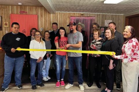 The Wewoka Chamber of Business &amp; Industry, City of Wewoka, friends and family gathered for a ribbon cutting this past week at Memaw’s Boutique with owners Shirley and Travis Honsinger. The boutique is located at 1025 S. Wewoka (old tag office). —C