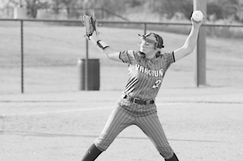 Varnum Lady Whippet pitcher Kapri Rodriguez pitches to the Mason batter Monday evening. Courtesy Photo by Hallea Votaw