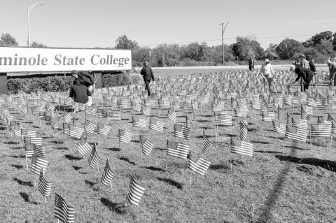 SSC students and employees planted 3,000 American flags