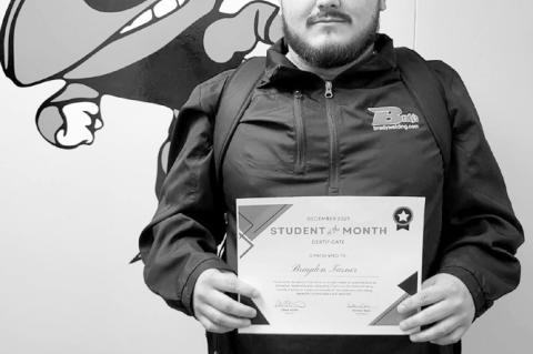 Emmalee Yesslith (left) was named Strother Middle School Student of the Month for December and Braydon Turner was named the High School Student of the Month. Strother Students of the Month are chosen based on qualities such as character, leadership, and c