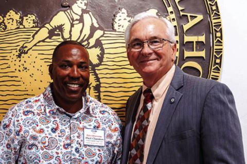 Above, Seminole State College students, employees and community supporters joined colleges and universities across the state at Higher Education Day at the State Capitol on March 31. Left, SSC Head Baseball Coach Mack Chambers greets SSC alumni and former