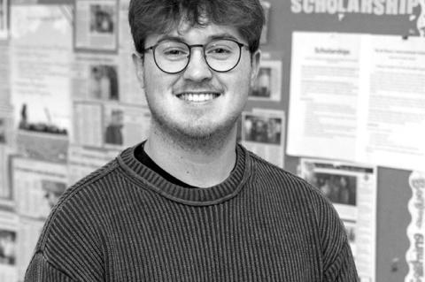 Pictured above is the 2026 Brad Henry International Scholar, Nathan Chronister, a senior at ECU. Chronister’s 13-hour flight departed Monday, Jan. 19. Classes at Swansea University began Jan. 26. (Photo provided)