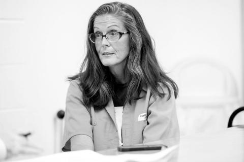 April Wilkens is shown during an interview at the Mabel Bassett Correctional Center in McLoud on Dec. 9, 2025. (Brent Fuchs/Oklahoma Watch)
