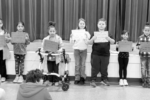 Above, Woodrow Wilson Elementary 1st Grade Students of the Month are Nathaniel Thomas, Eretria Moore, Scarlett Alpirez-Jalal, Yocelin Mendez-Corona, Khloe Goodwin, Aria Dice, David Welchert, Nevaeh Ellis, Moxon Cotanny, Millie Harris, Kallen England, and 