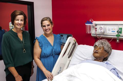 SSM Health St.Anthony Hospital - Shawnee President Angi Mohr (left) and Seminole State College Nursing and Health Sciences Program Director Dr. Misty Gray (right) explore the new federally-funded simulation lab at the college. Mohr, who is a graduate of t