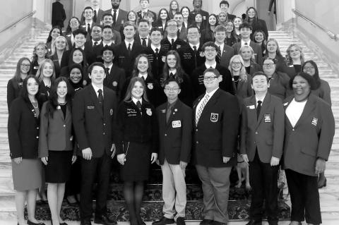 Oklahoma CareerTech student organization state officers gathered at the state Capitol on Feb. 25, 2025, for CTSO Day at the Capitol. (Photo provided)