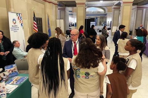 State Representative Danny Williams meets with members of the Girl Scouts at the State Capitol. Williams assisted in hosting many organizations last week that serve Oklahoma in a variety of capacities, including Big Brothers Big Sisters, the Girl Scouts a