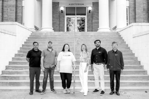From left to right; Dr. Gilson Sanchez, Dr. Hayden Hays, Katie Goodson, Jenn Peek, Dr. Moshin Khan and Dr. He Wang. Not pictured, Dr. Alexandra Balasa. (ECU photo)