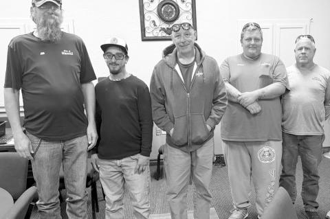 At its weekly meeting on Tuesday, the Seminole Lion’s Club recognized Seminole Parks Department employees for their help with Snowman Wonderland. Pictured l-r are Jonathan Keith, Bobby Hughes, Jesse Harris, Marty Price and Ronnie Yerby. —Photo courtes