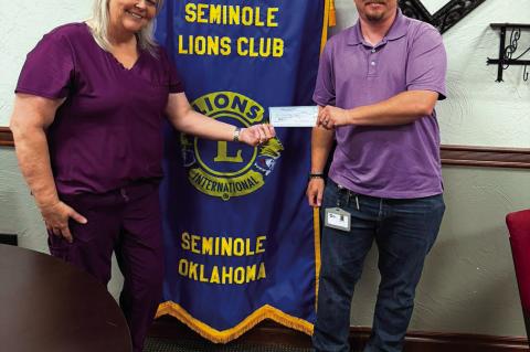 Callie Giles, Seminole Public School educator, food pantry coordinator and the person responsible for the district food insecurity program, spoke to the Seminole Lions Club on Tuesday. Following her presentation, the Club voted to donate $500 to support h