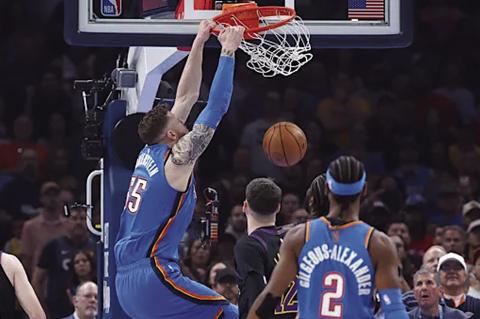 Thunder School Lakers in 139-96 Win
