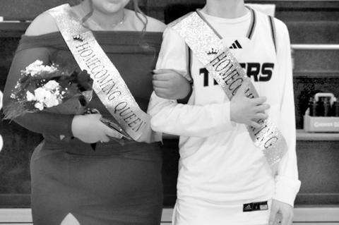 Maud High School celebrated its 2025 Basketball Homecoming Friday night before the boys and girls teams faced off against Maysville. Pictured above left are Princess Presley Porterfield and Prince Trenton Marshall. Above right, Natalie Brown and Colt Abbo