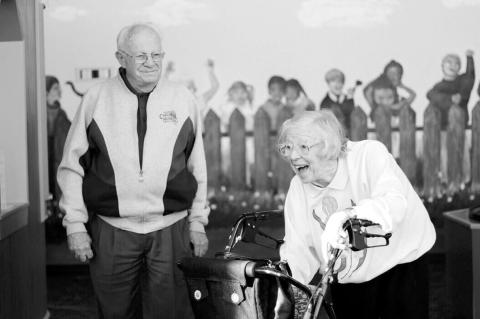 Melvin Moran with his wife, Jasmine, in the Jasmine Moran Children’s Museum on Wednesday, Nov. 1, 2017. (Megan Ross)