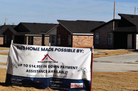 Down payment assistance is available to help buyers purchase one of the 24 new homes in the Parks addition. According to an advertisement, the three bedroom, two bath homes are priced at $165,900. —Staff Photo by Andy Wilson