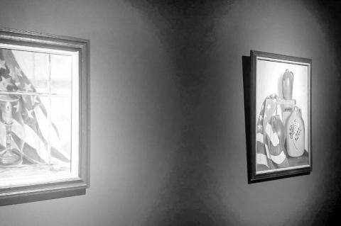 Patriotic paintings by Wanda Hensley on display in the Margaret Jane Norman Gallery at the Seminole Nation Museum. The Museum is hosting a collection of over 30 works of art by fellow graduates. A special reception will be held on Saturday, June 28 from 1