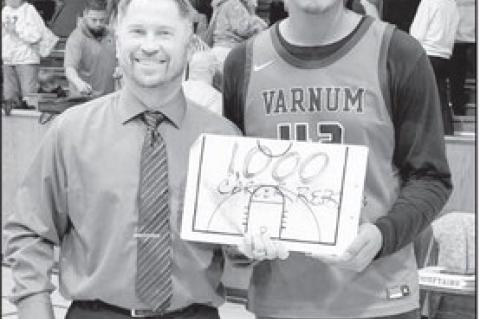 Varnum Whippet Jon Madkins made his 1,000th rebound in his Basketball career at the Wetumka game Friday night.